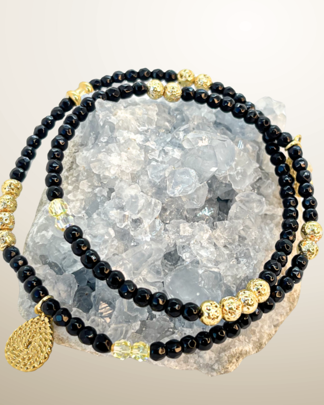 Tvöfalt orkusteinaarmband "Double energy" Onyx