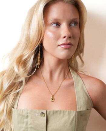 Eyrnalokkar orkusteinakeðjur ljósbleikur rósakvarts