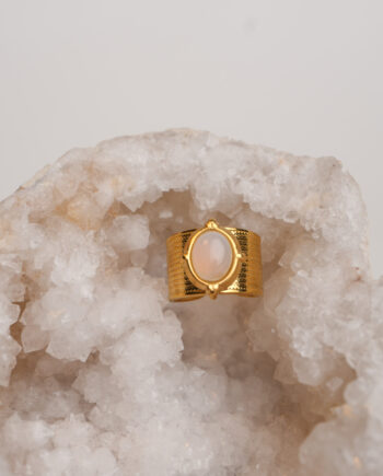 Hringur með moonstone eða jasper